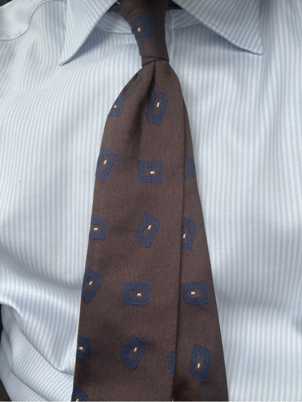 Men's Brown Geometric Silk Tie - Classic Office Style